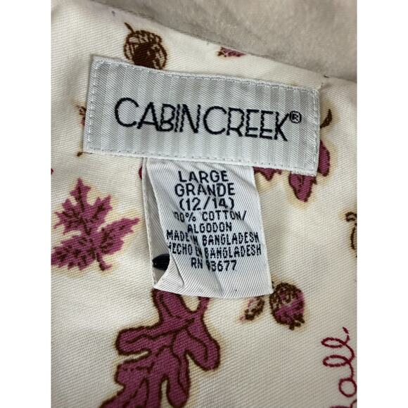 Cabin Creek Size L Floral Print Casual Button Top White Long Sleeve Collar - Picture 5 of 7